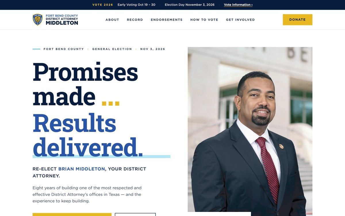 Middleton for District Attorney campaign website